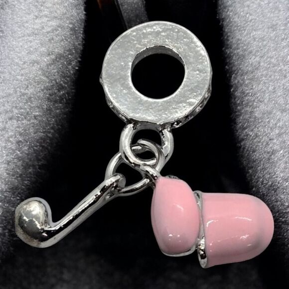 Pink Headphones 3D Dangle Charm Bracelet Rhinestone Silver Case + Earphone Gift - Picture 6 of 10